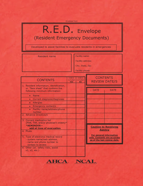Resident Evacuation Documents (Pack of 20)